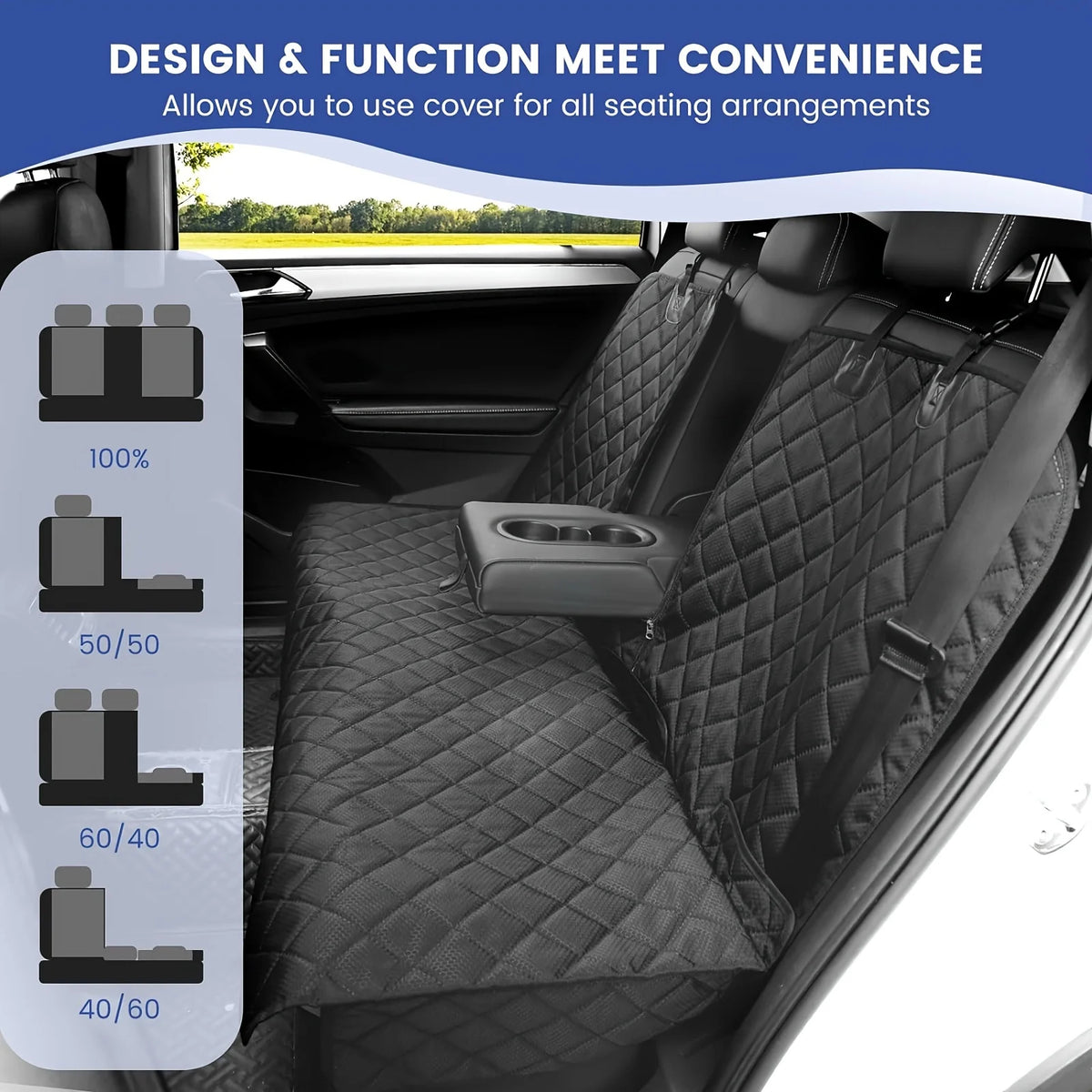 Waterproof Diamond Quilted Scratch Resistant Pet Car Seat Cover