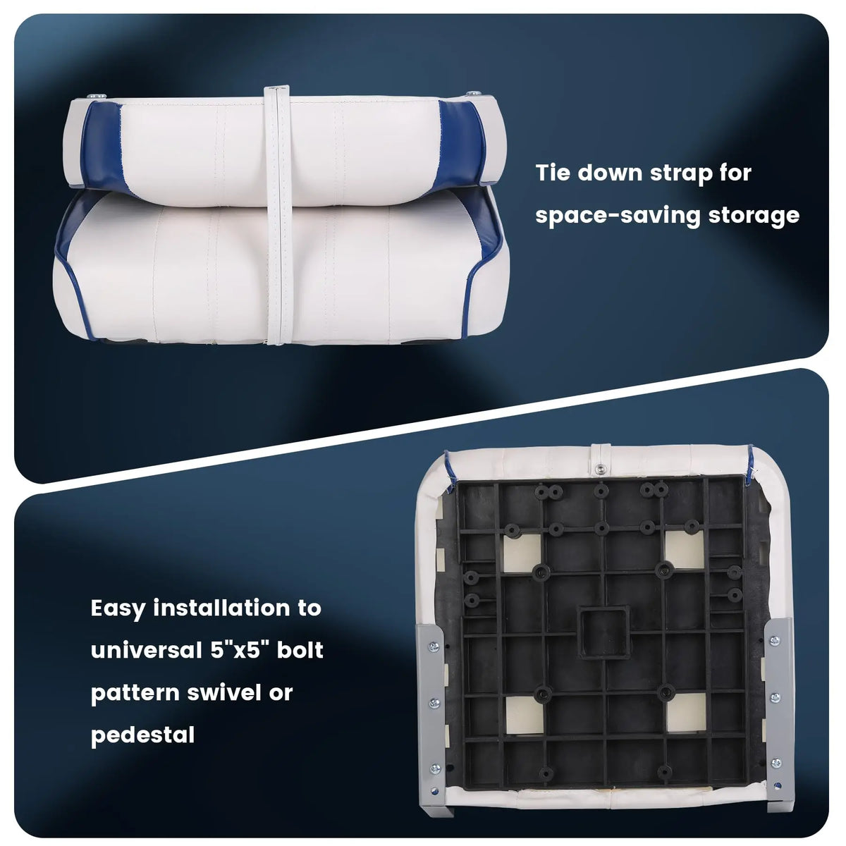 Universal Fold Down Fishing Boat Seat With Cushioned Backrest