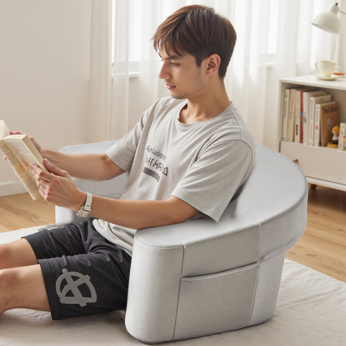 JHK Curved Reading Pillow Ergonomic Memory Foam Neck Support