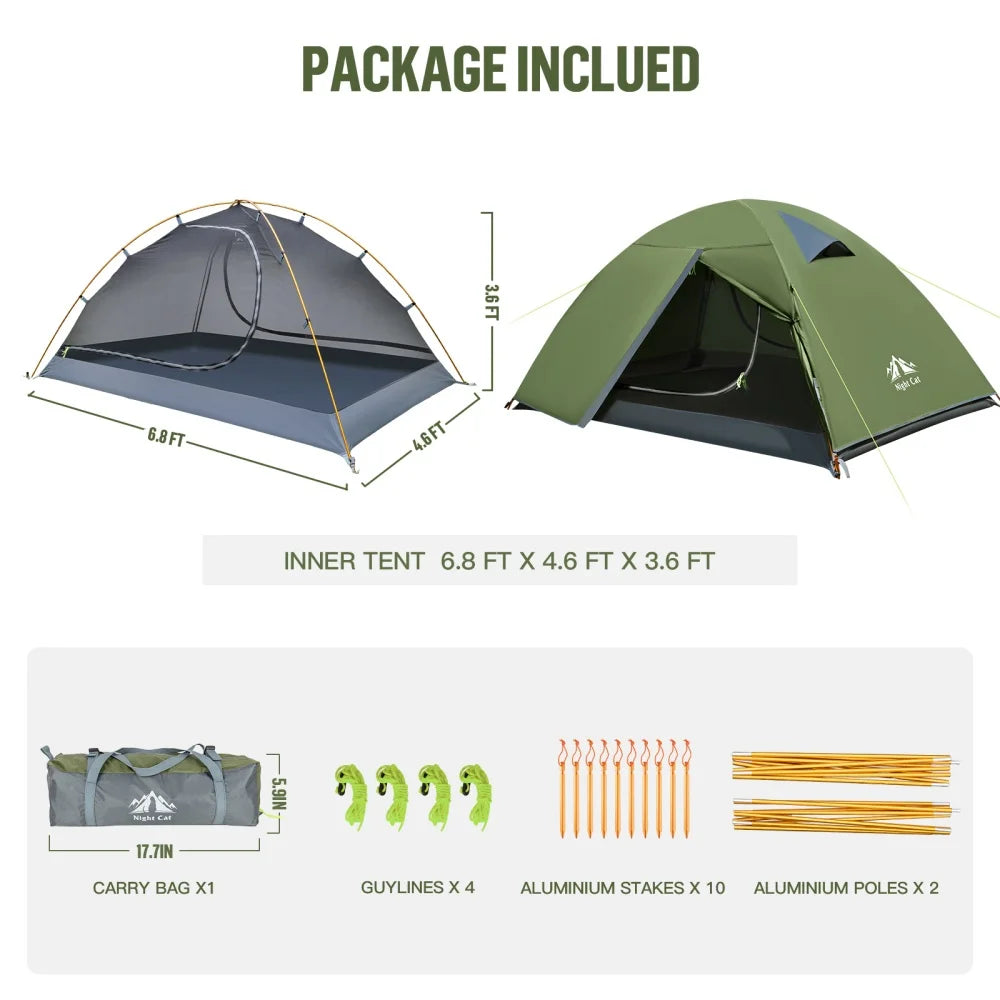 Night Cat Lightweight Double Wall Backpacking Tent For Two