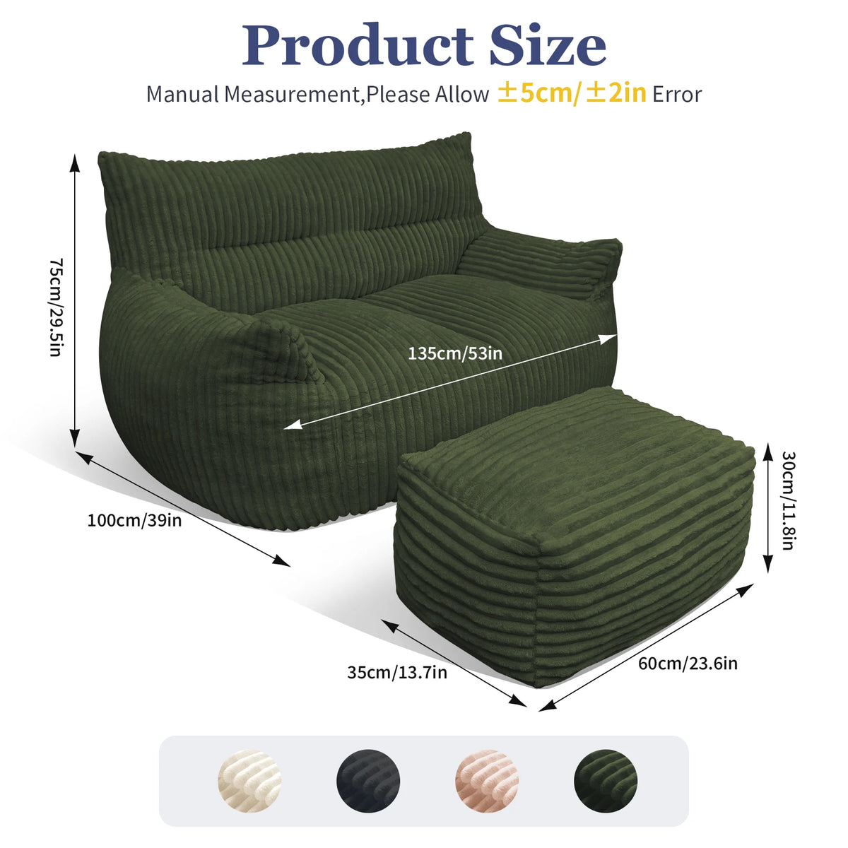 Oversized Bean Bag Chair With Armrests For Cozy Living Rooms
