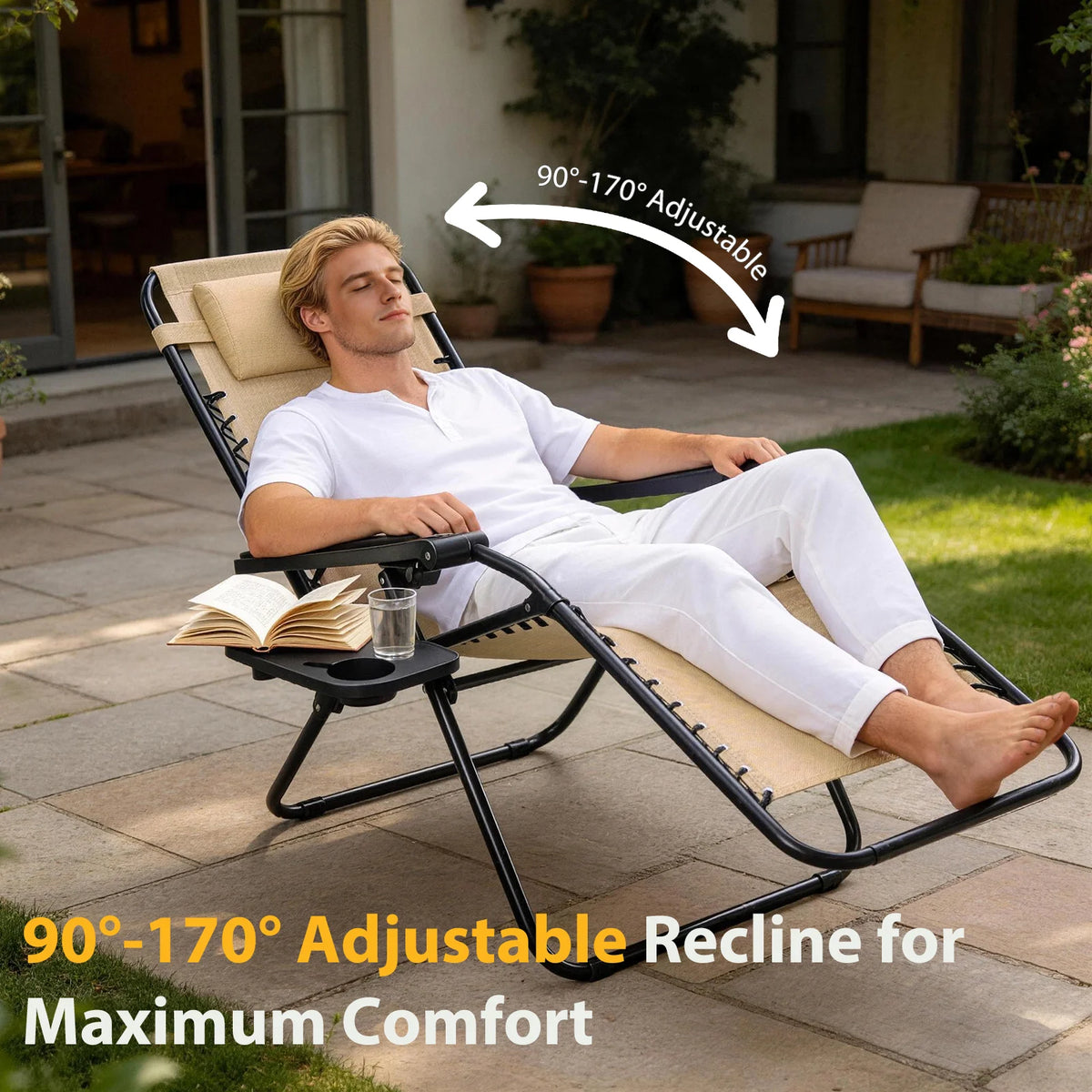 JHK Portable Zero Gravity Folding Recliner Set Of Two Outdoor