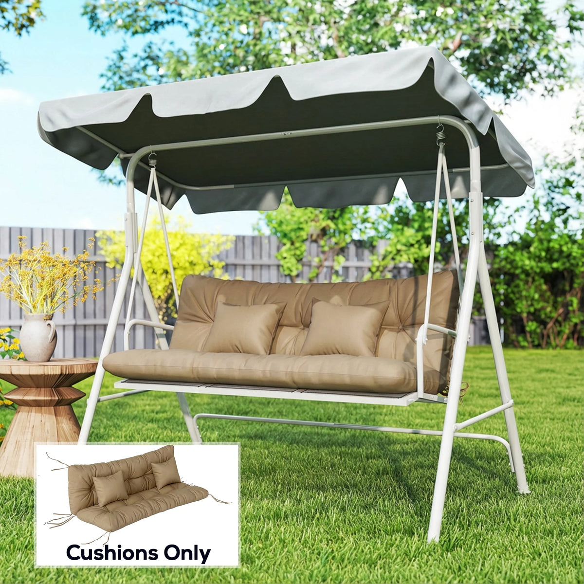 Indoor Chair Cushion With Backrest Pillow And Ties For Garden