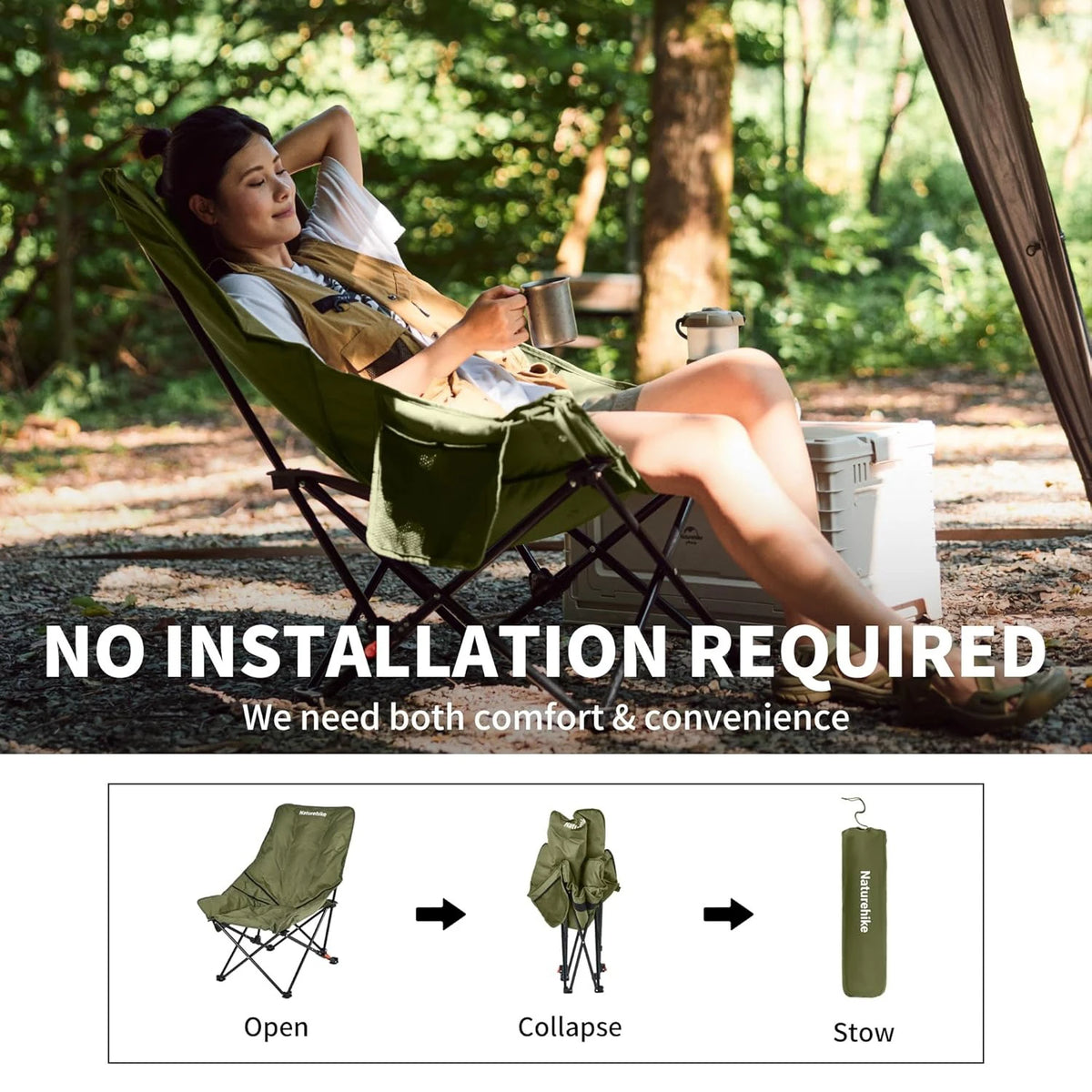Naturehike High Back Moon Chair Folding Outdoor Lounge Seat