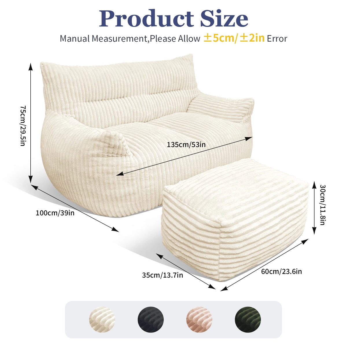 Oversized Bean Bag Chair With Armrests For Cozy Living Rooms