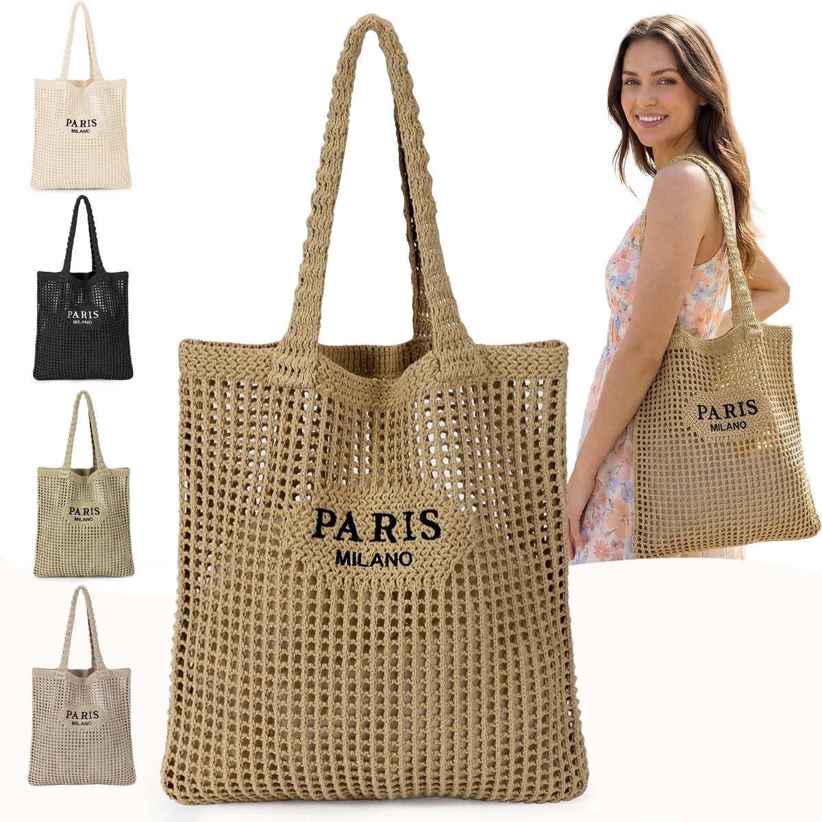 Hatisan Crochet Mesh Beach Tote Bag For Boho Summer Vacation