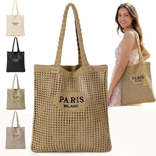 Hatisan Crochet Mesh Beach Tote Bag For Boho Summer Vacation