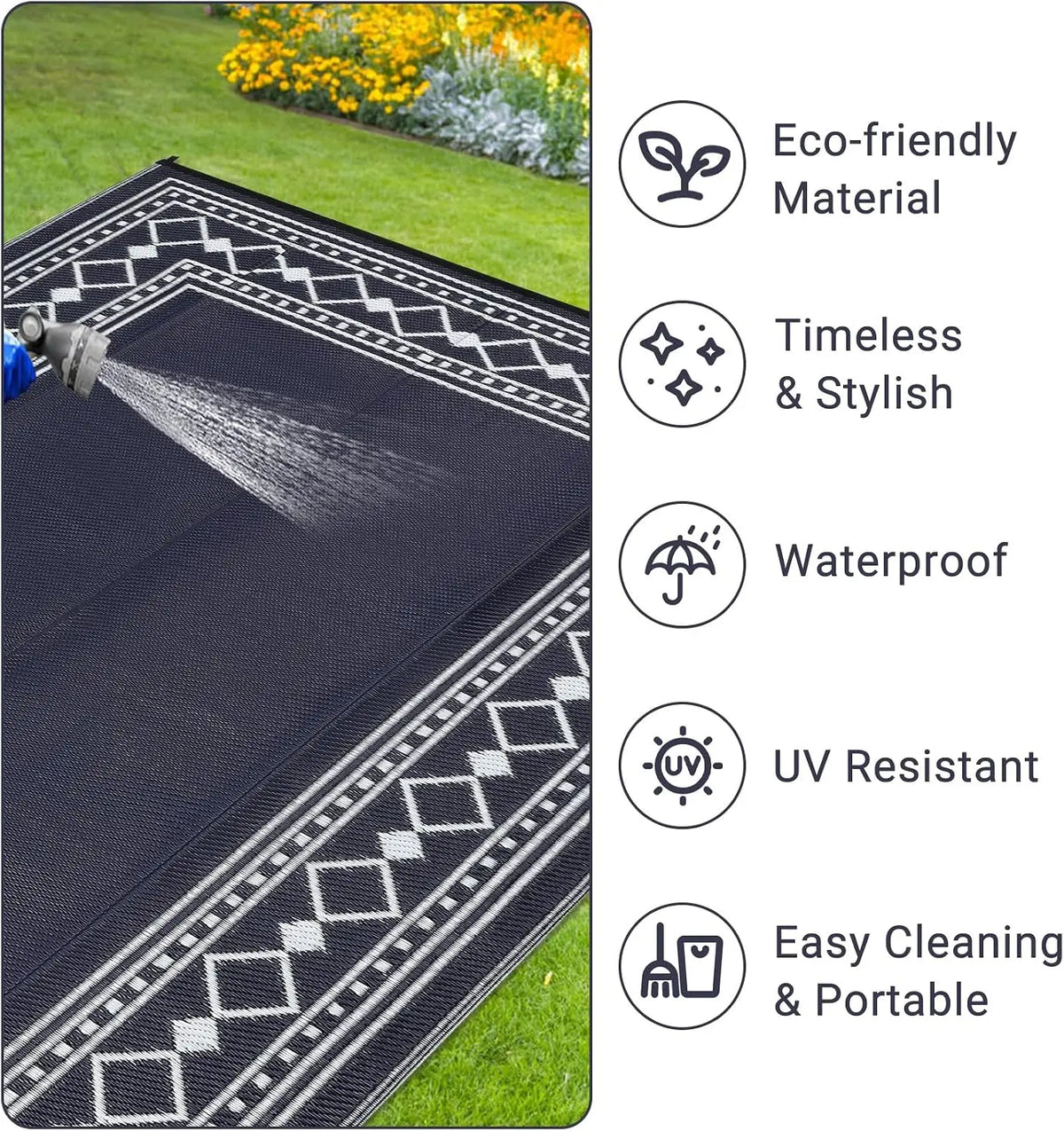 Garvee Washable Waterproof Flocked Polyester Area Rug For Home
