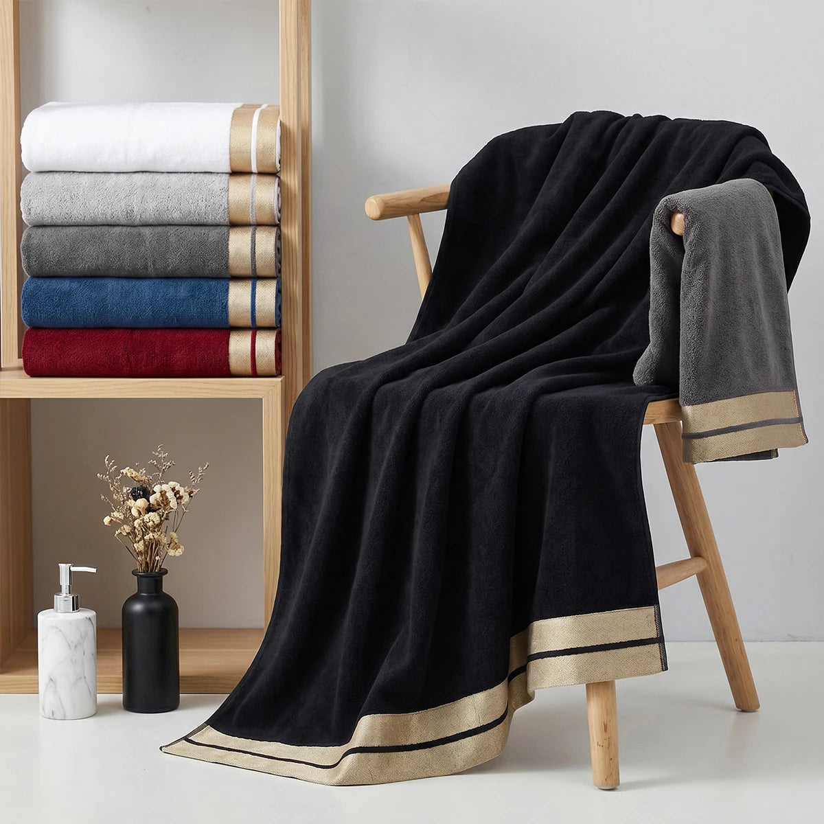 Luxury Cotton Bath Towel Set Soft Absorbent Everyday Towels