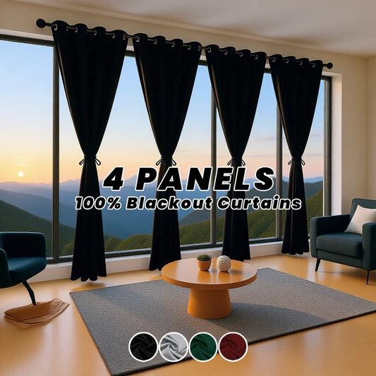 Privacy Blackout Curtains Thermal Noise Reducing With Static Cling