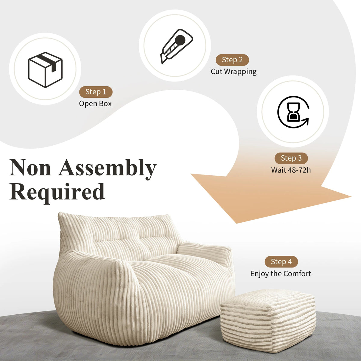 Oversized Bean Bag Chair With Armrests For Cozy Living Rooms
