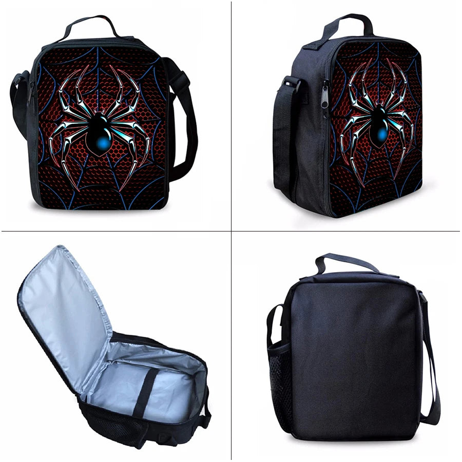 3D Cartoon Spider Pattern Three Piece School Backpack Set