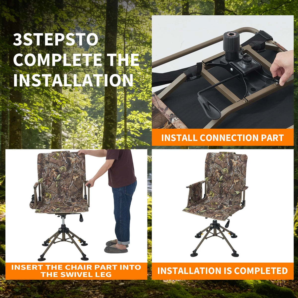 Hosslly Heavy Duty 360 Swivel Folding Camping Dining Chair