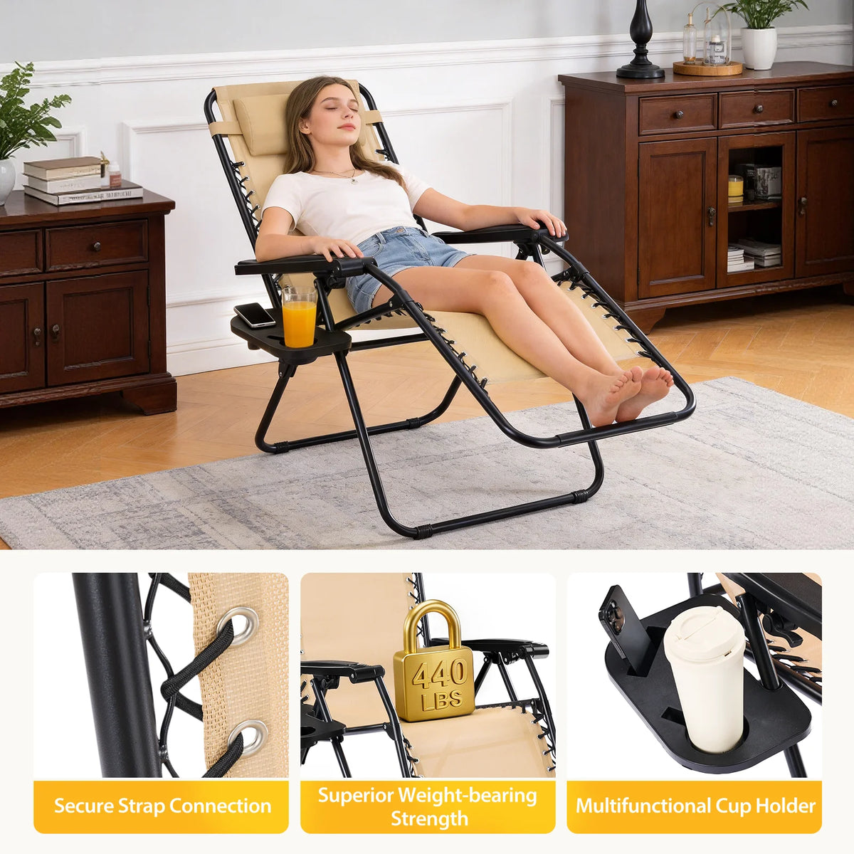 JHK Portable Zero Gravity Folding Recliner Set Of Two Outdoor