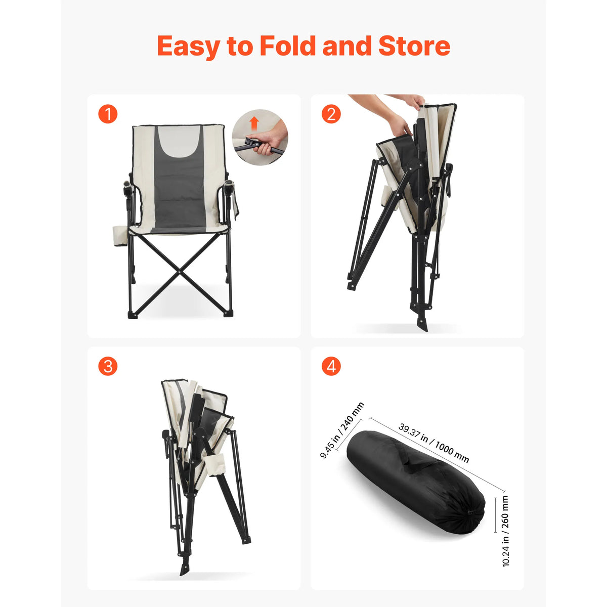 SucceBuy High Back Folding Camping Chair With Armrest