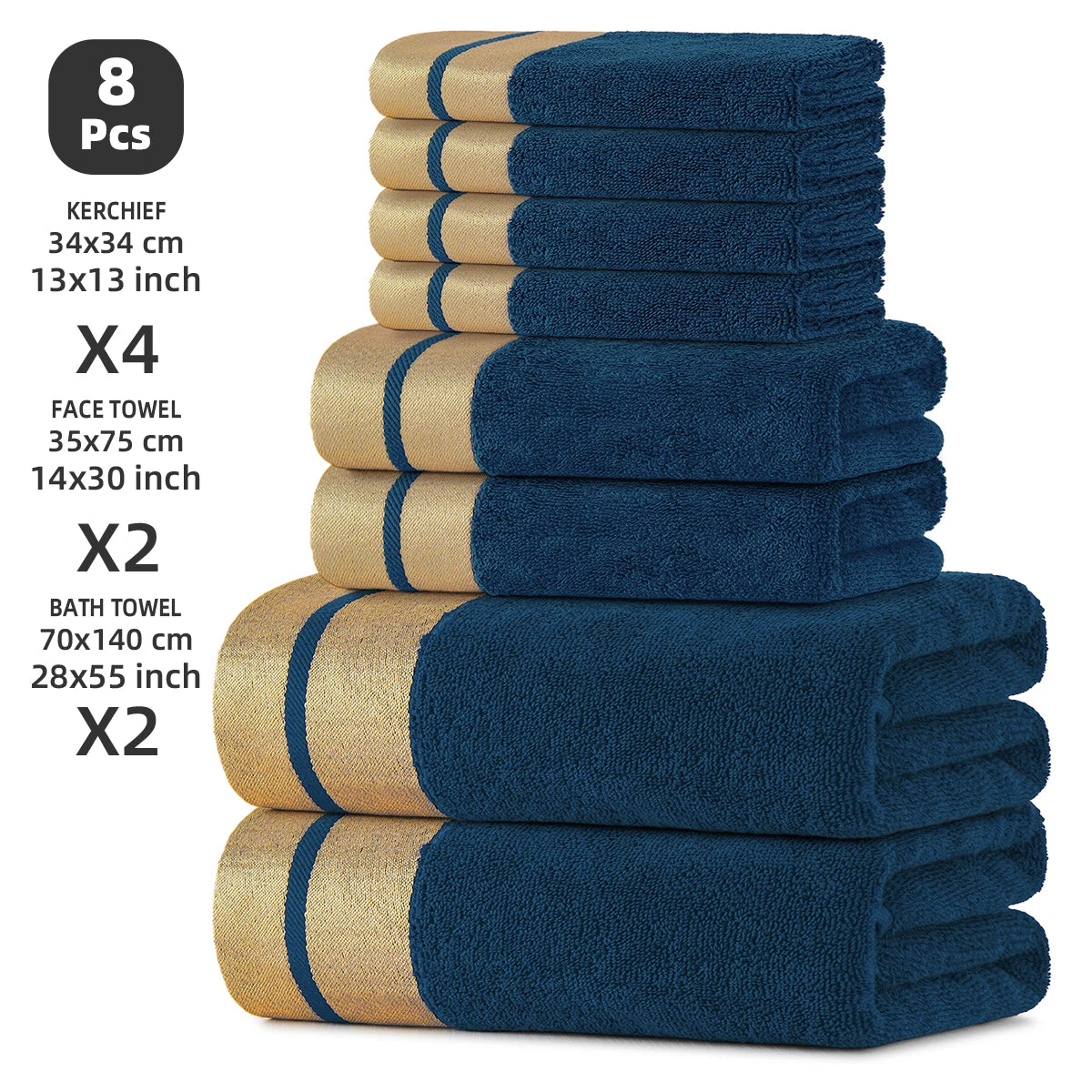 Luxury Cotton Bath Towel Set Soft Absorbent Everyday Towels