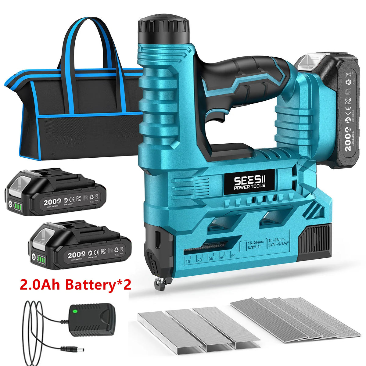 Seesii Cordless Brad Nail Gun With Two Lithium Batteries