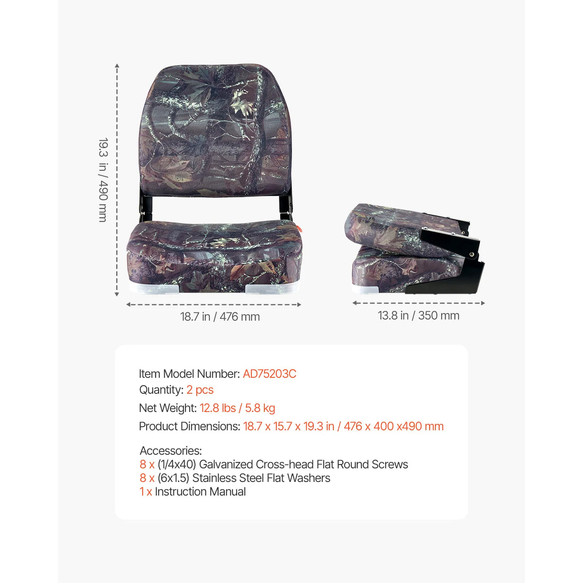 SucceBuy Folding Boat Seat With Thickened Cushion For Fishing