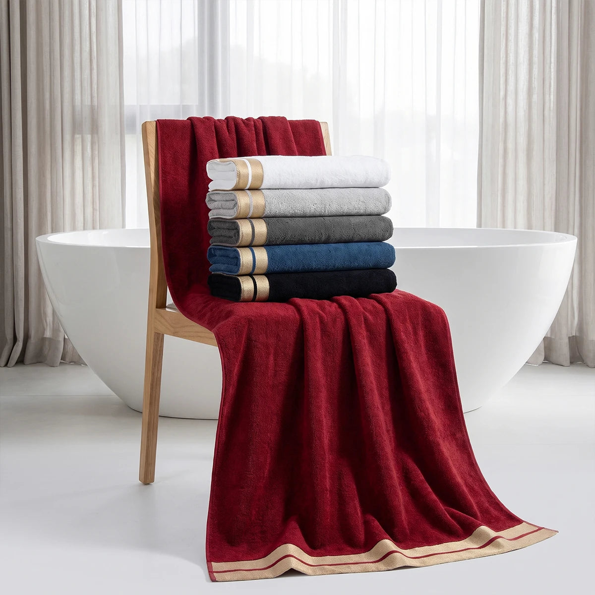 Luxury Cotton Bath Towel Set Soft Absorbent Everyday Towels
