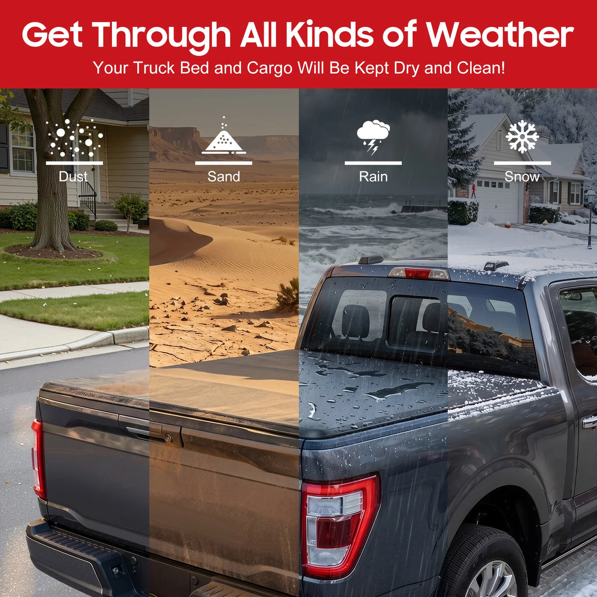 Bymaocar Soft Roll Up Truck Bed Heavy Duty Tonneau Cover