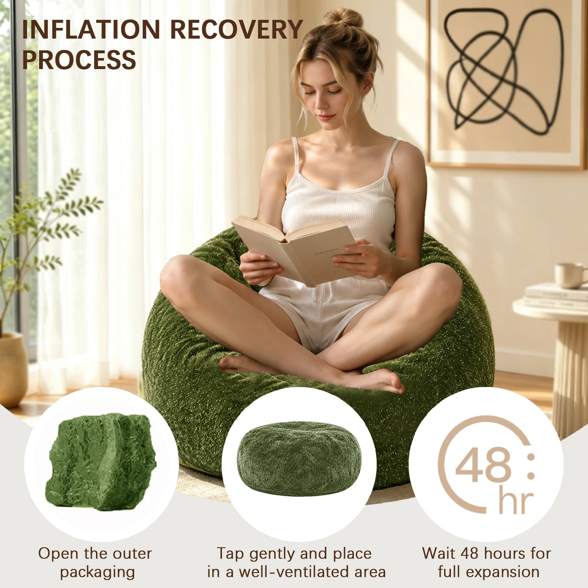 Sparkle Faux Fur Bean Bag Chair Plush Cozy Lounge Seat