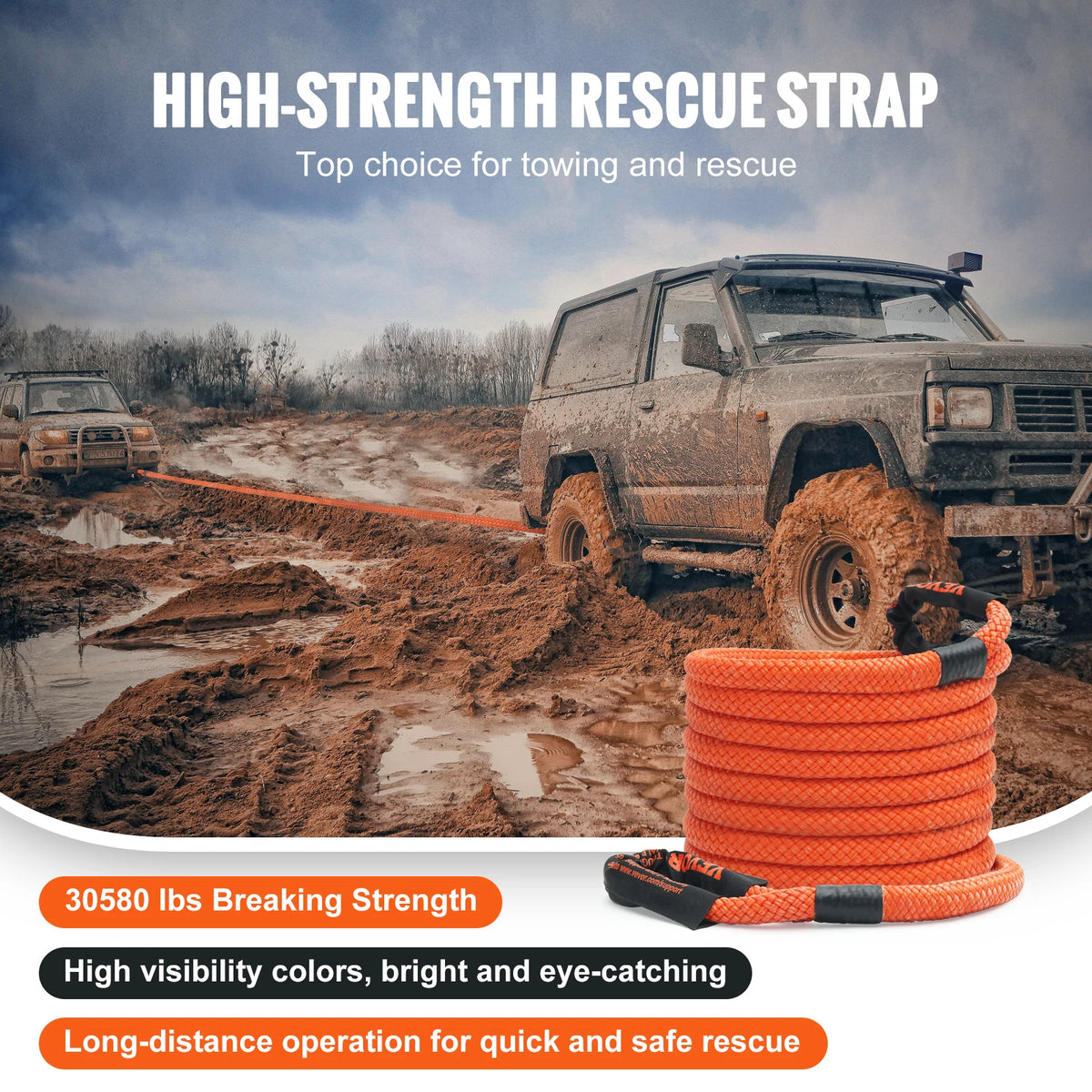 SucceBuy Nylon Towing Strap Off Road Rescue Recovery